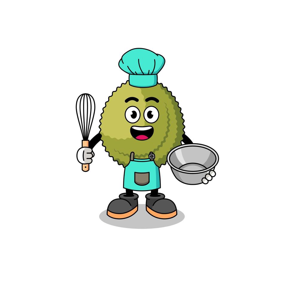 Illustration of durian fruit as a bakery chef vector