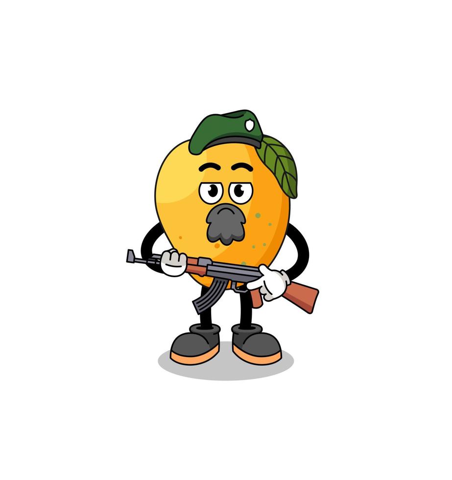 caricatura de personaje de fruta de mango como fuerza especial vector