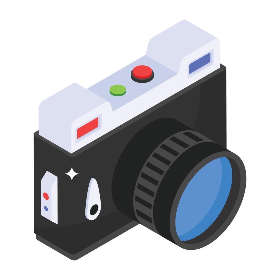 A modern isometric icon of digital camera vector
