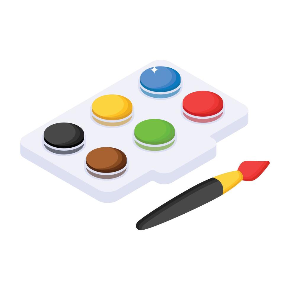 Modern isometric icon of watercolors, customizable vector