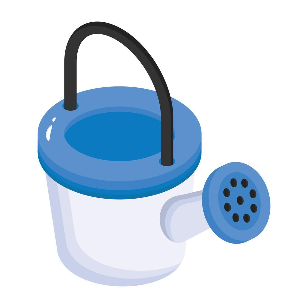 An isometric icon of watering can is up for premium use vector