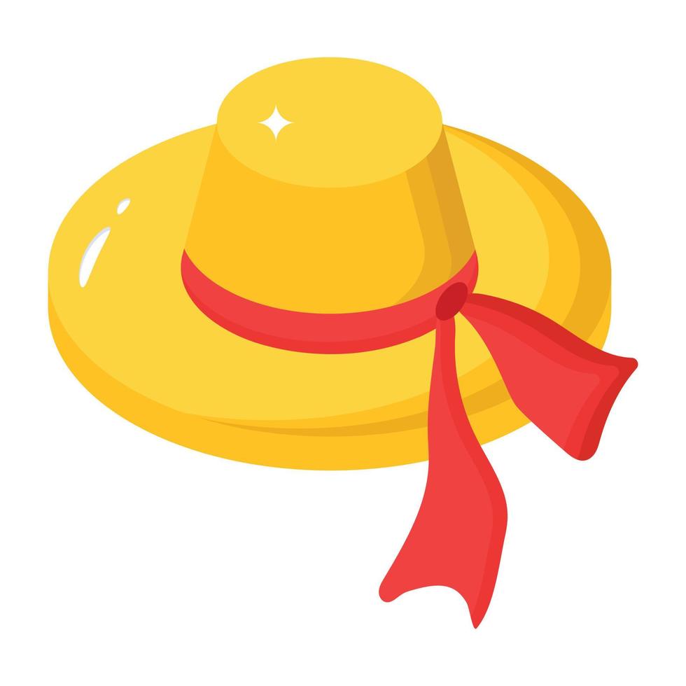 gorra con cinta, un icono isométrico de sombrero de playa vector