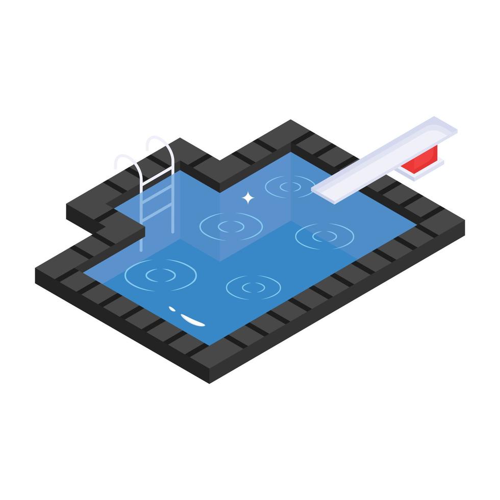 un práctico icono de piscina en estilo isométrico vector