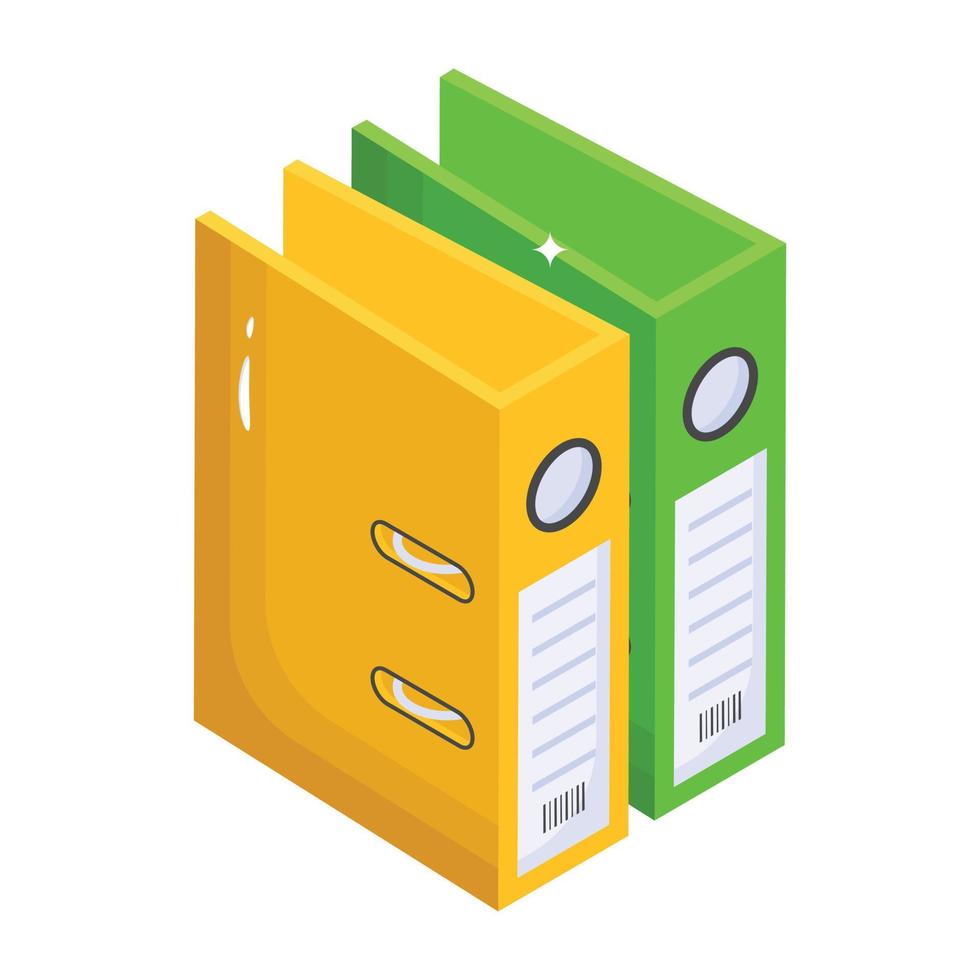 An isometric icon of binders with scalability vector