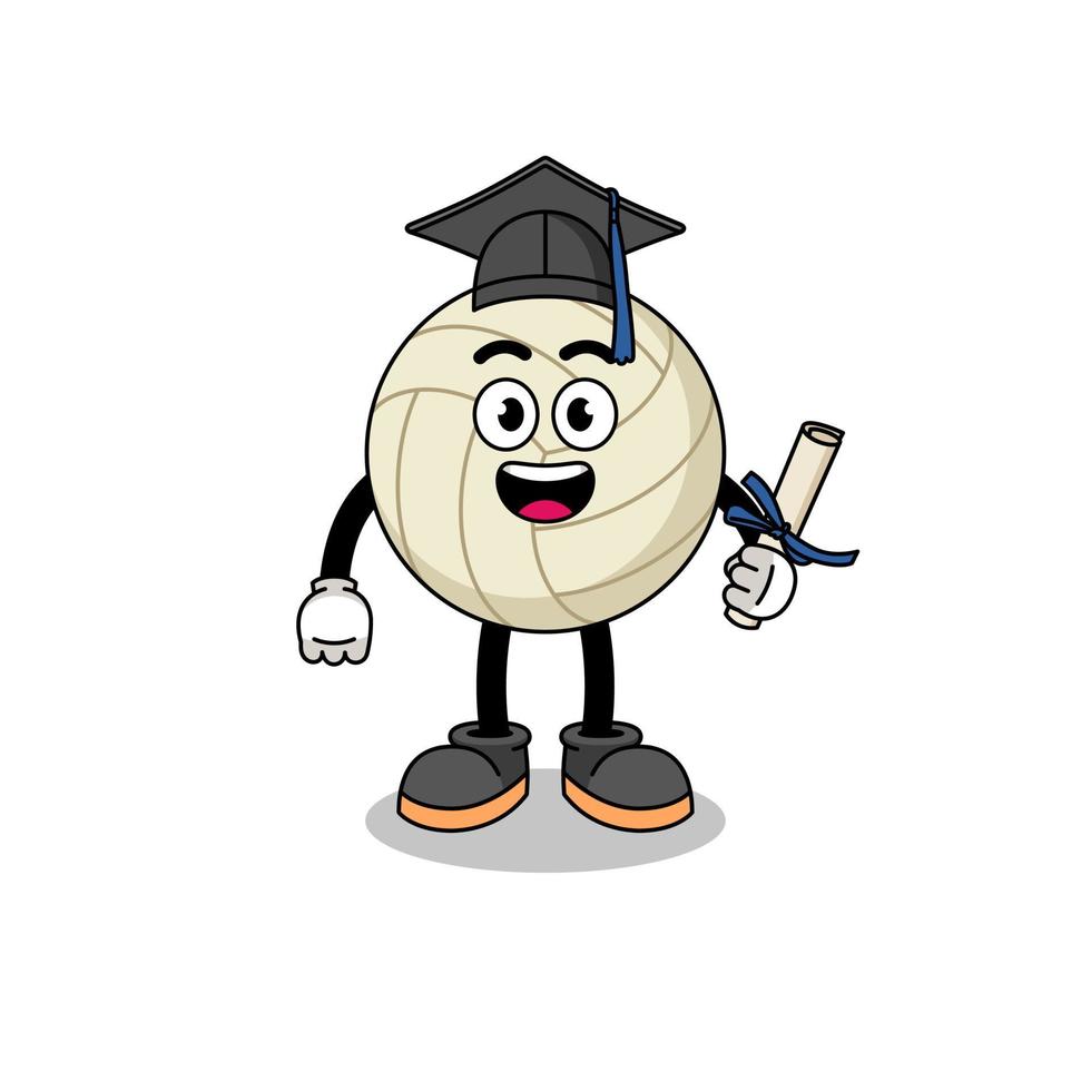 volleyball mascot with graduation pose vector