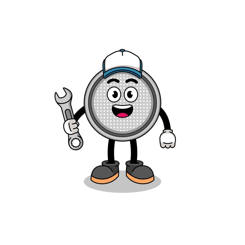 button cell illustration cartoon as a mechanic vector