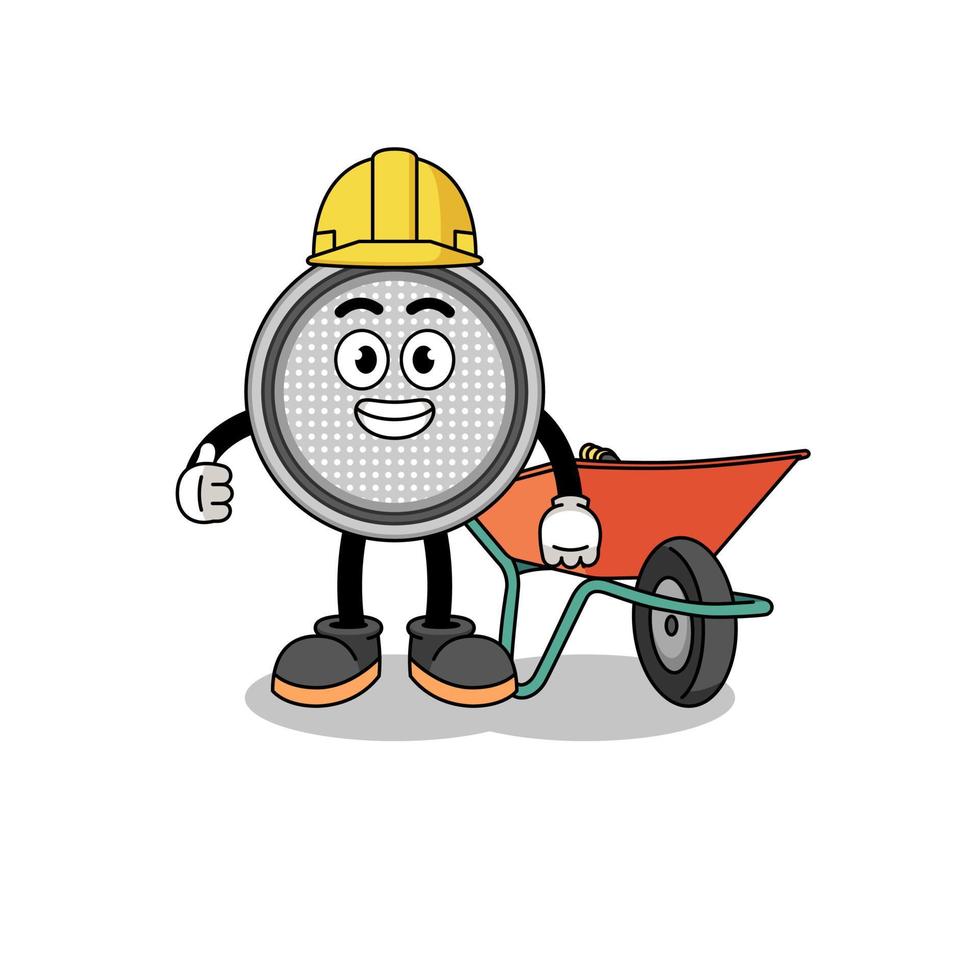 button cell cartoon as a contractor vector