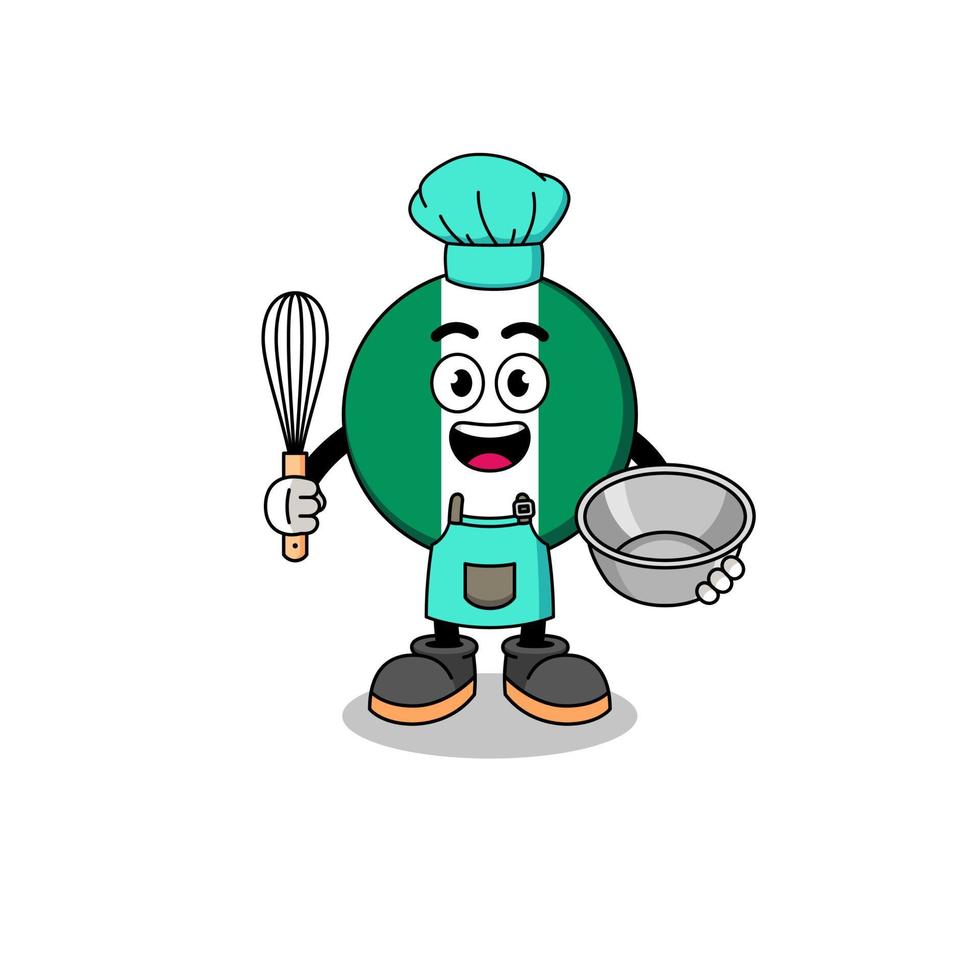 Illustration of nigeria flag as a bakery chef vector