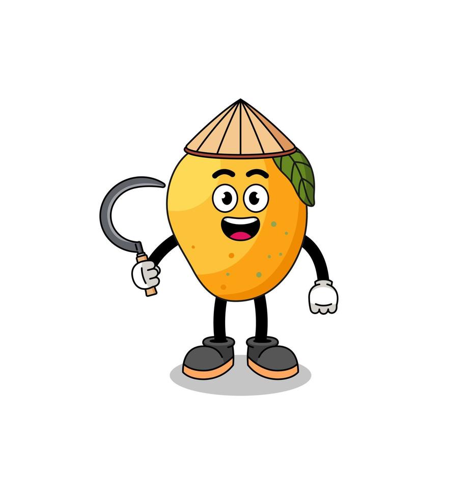 Illustration of mango fruit as an asian farmer vector