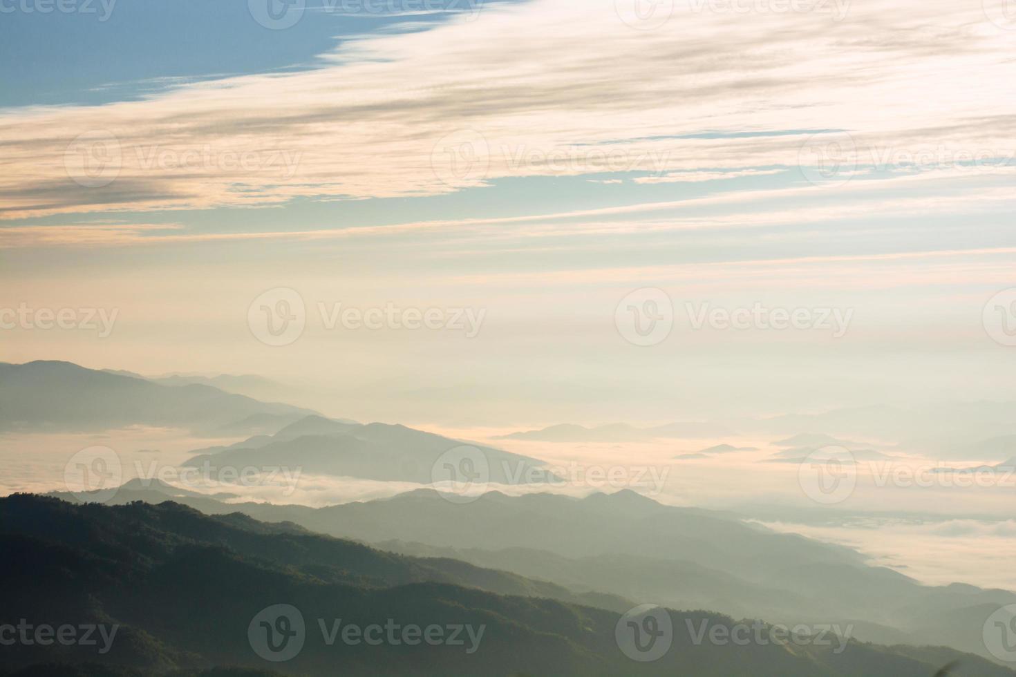 cloudy and fog Landscape, mountains and hills with the fog photo