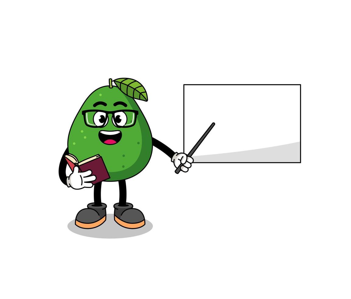 Mascot cartoon of avocado fruit teacher vector