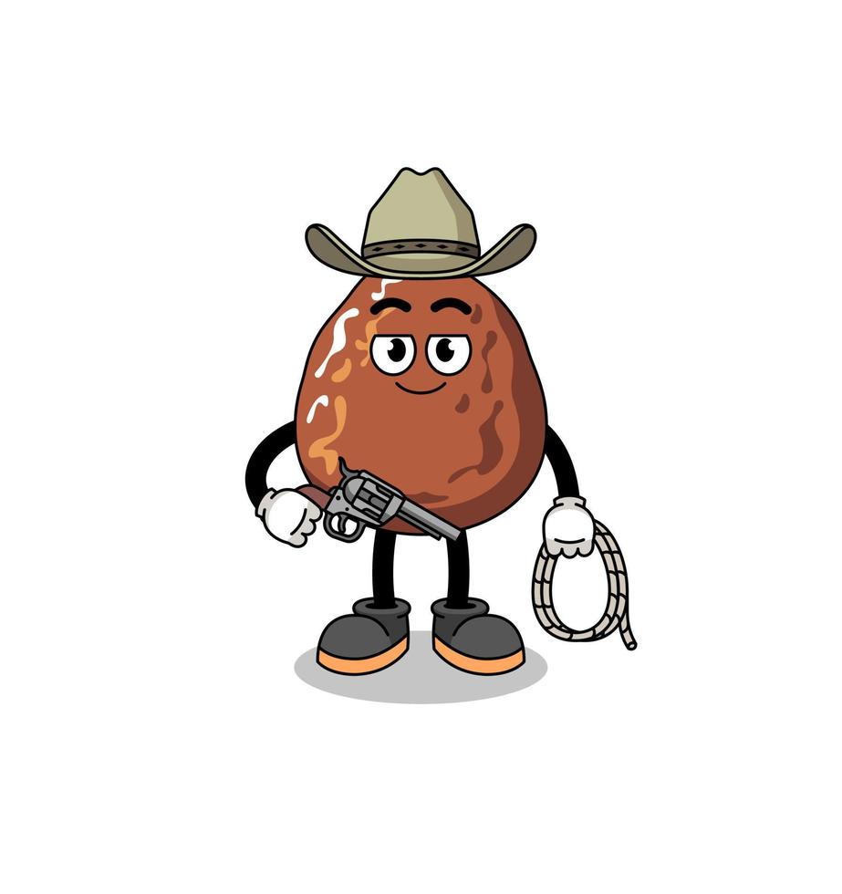 Character mascot of date fruit as a cowboy vector