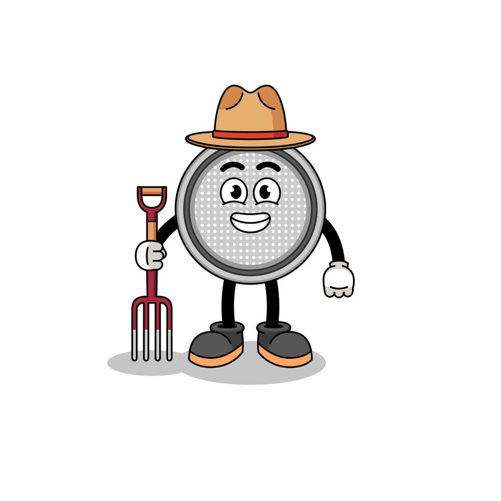 Cartoon mascot of button cell farmer vector