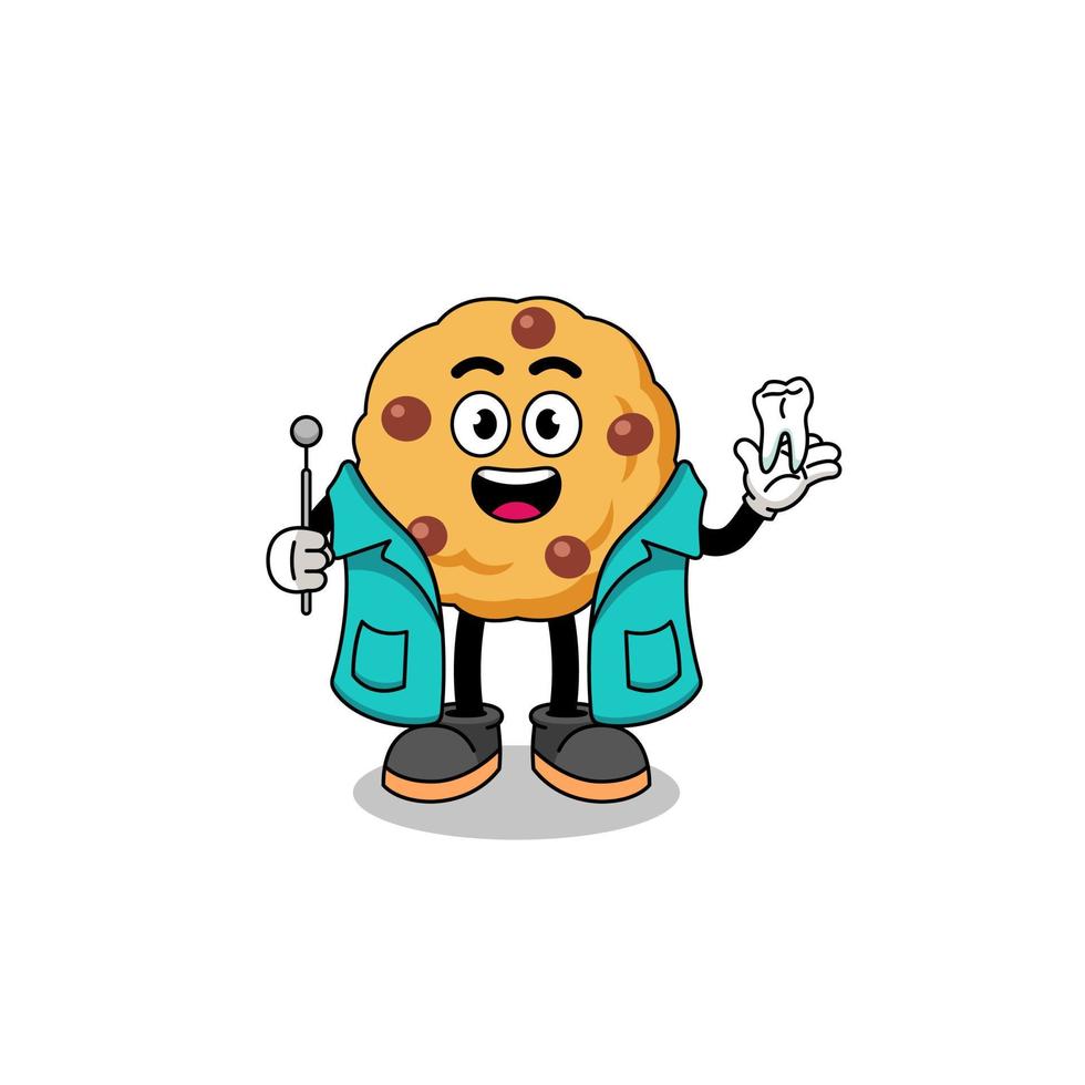 Illustration of chocolate chip cookie mascot as a dentist vector