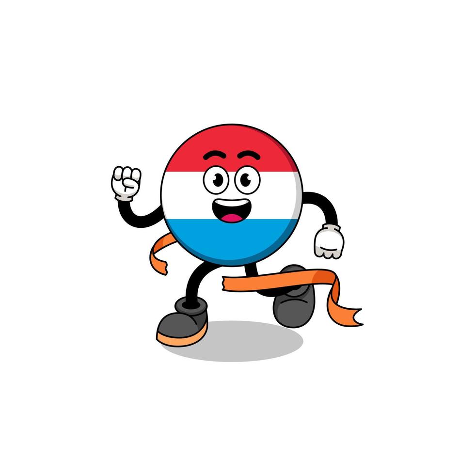 Mascot cartoon of luxembourg running on finish line vector