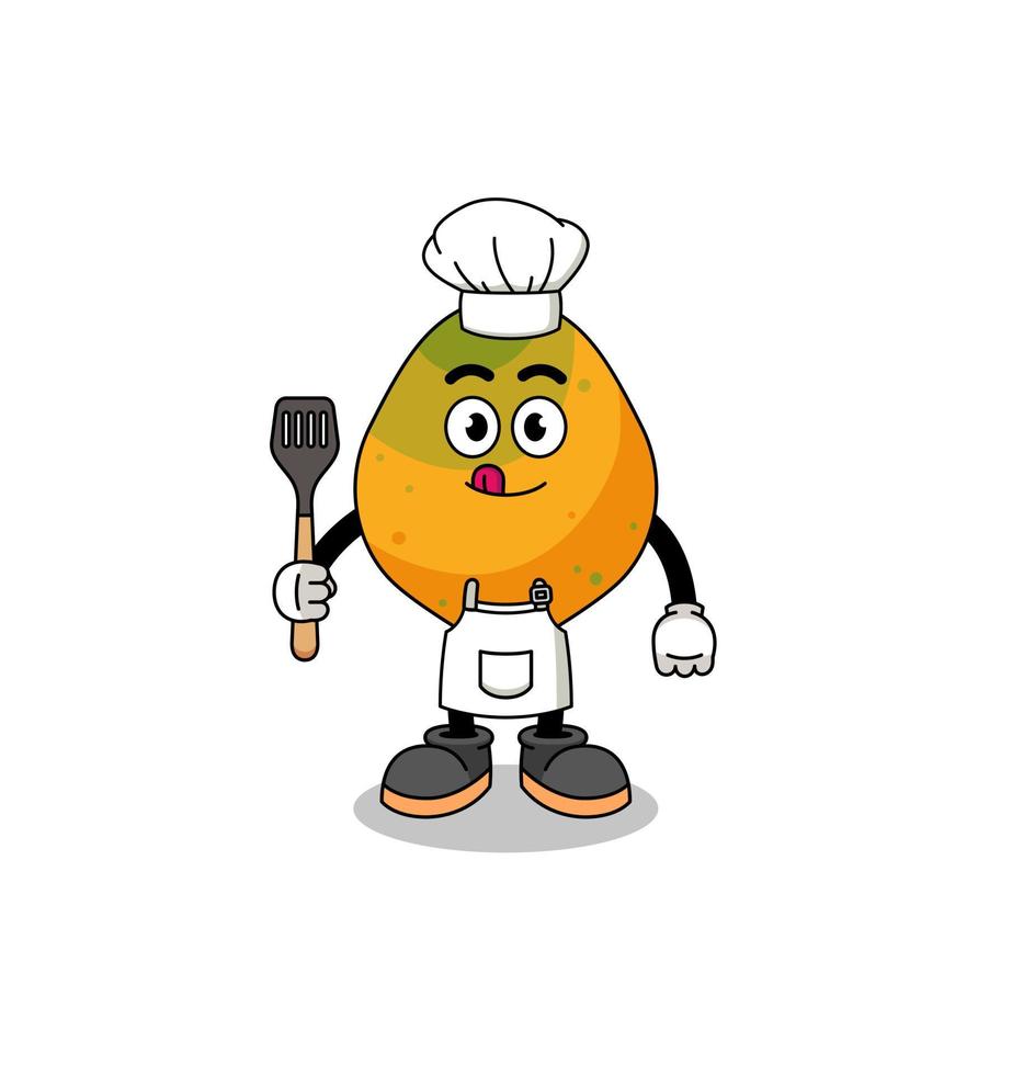 ilustración de mascota del chef de fruta de papaya vector