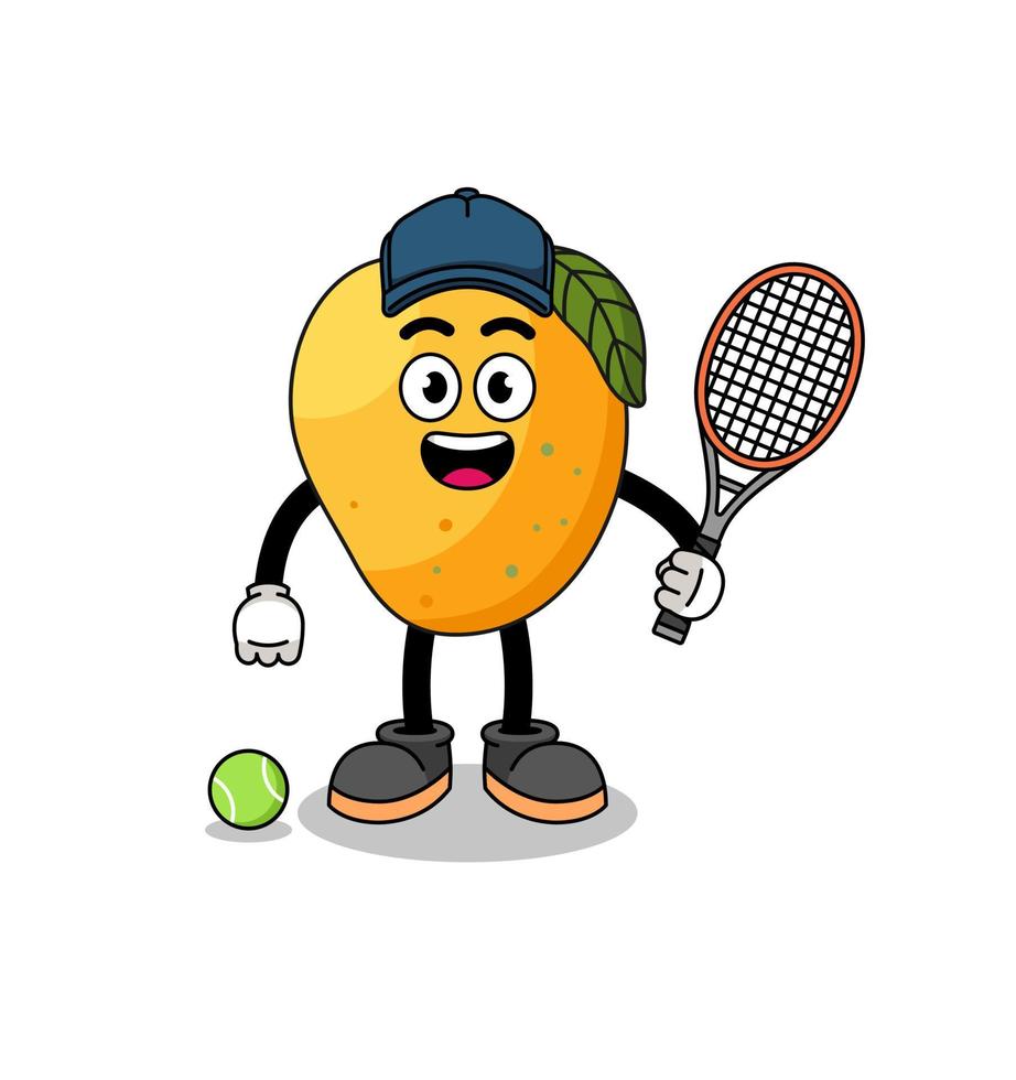 mango fruit illustration as a tennis player vector