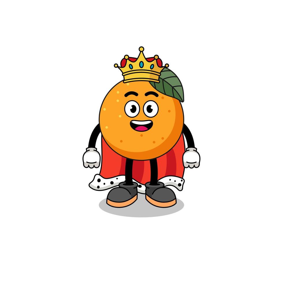 ilustración de mascota del rey de la fruta naranja vector