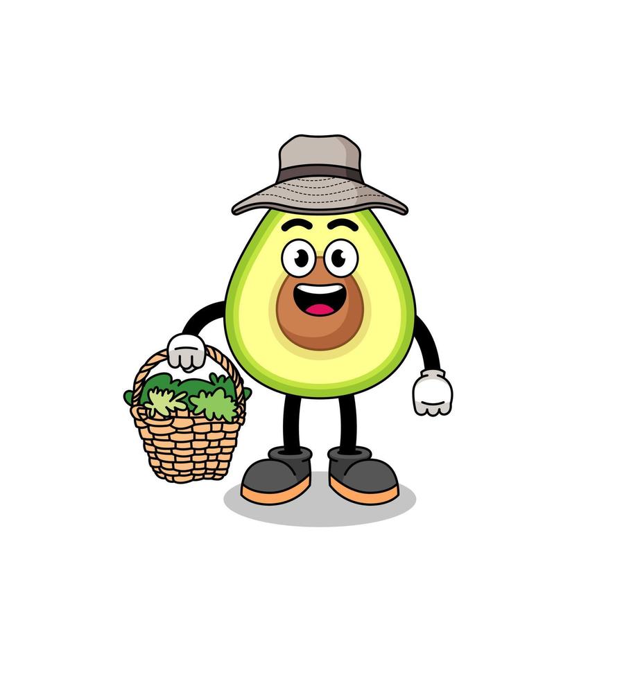 ilustración de personaje de aguacate como herbolario vector