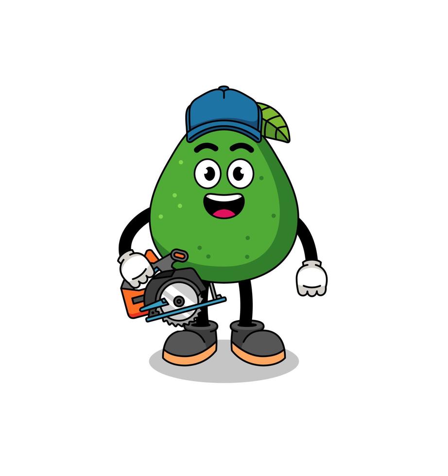 Cartoon Illustration of avocado fruit as a woodworker vector