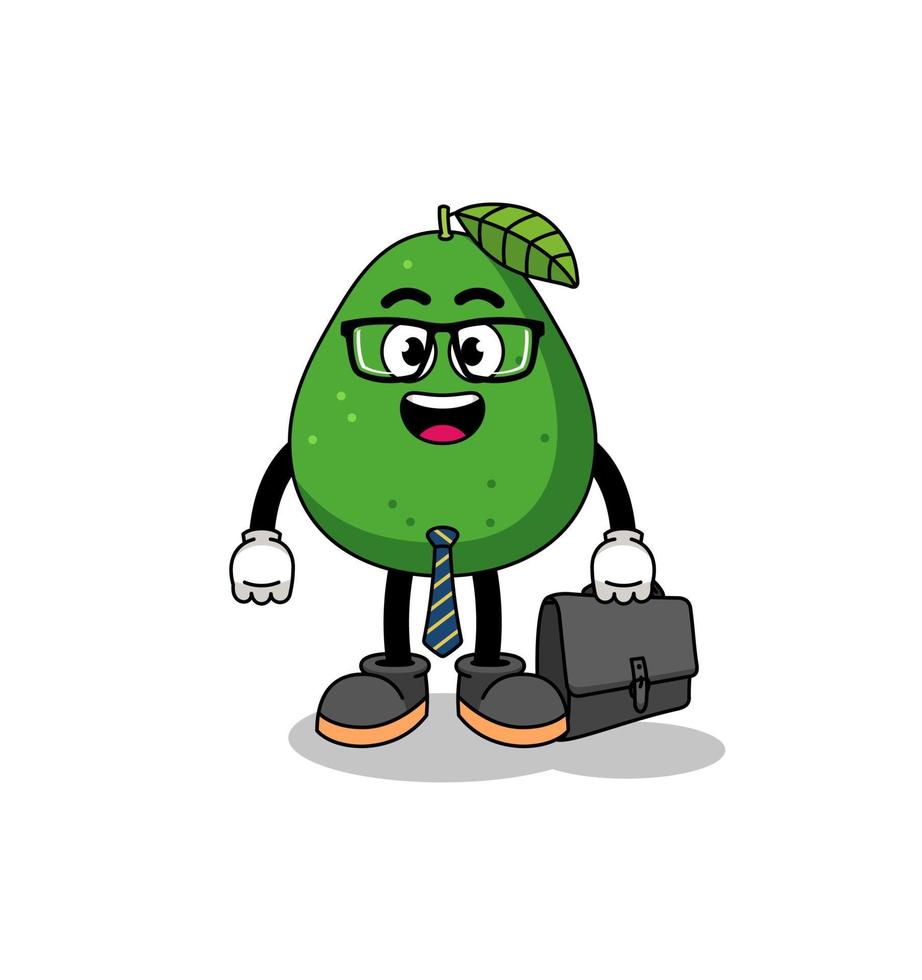 mascota de la fruta del aguacate como hombre de negocios vector