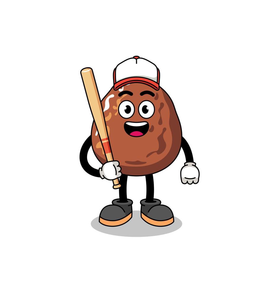 date fruit mascot cartoon as a baseball player vector