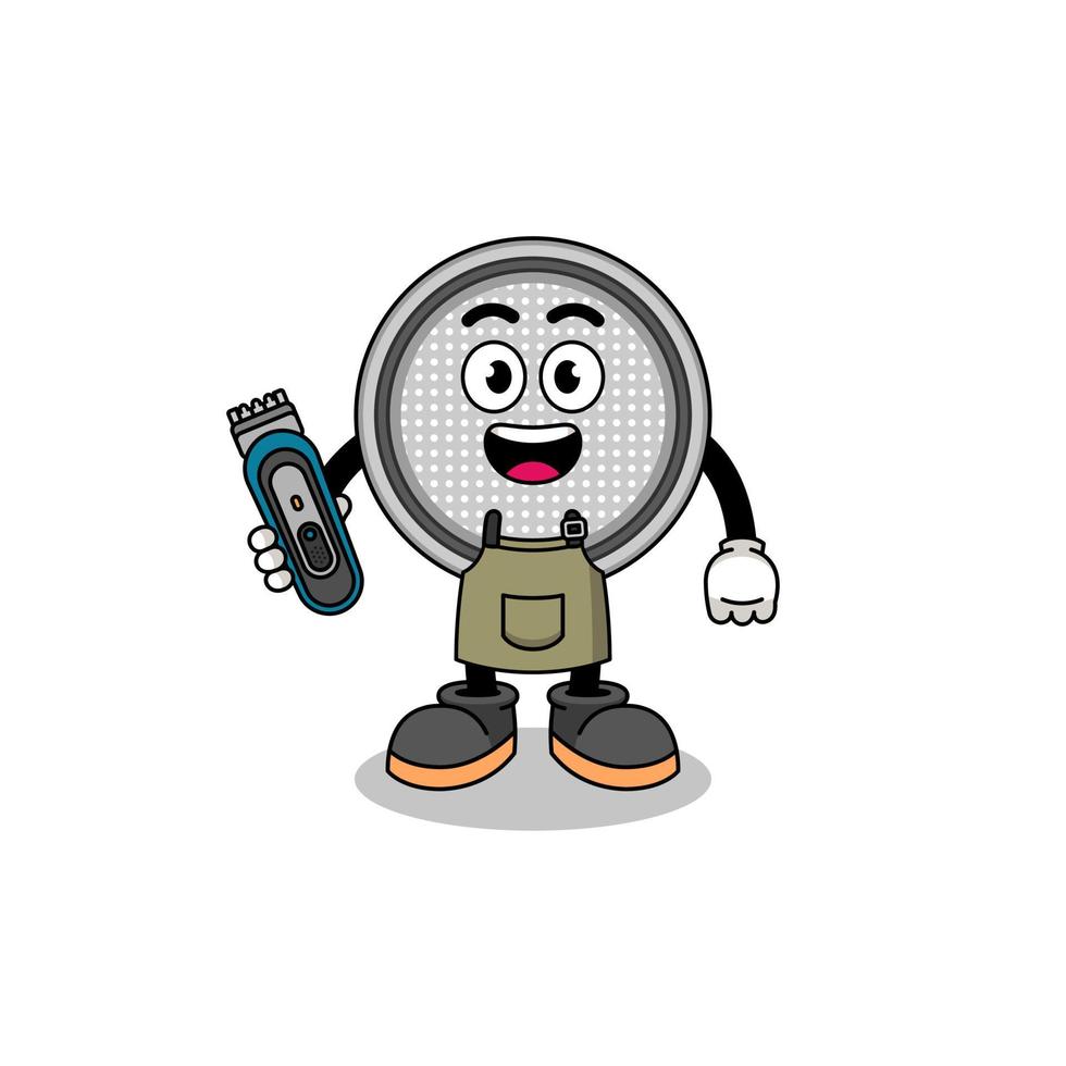 Cartoon Illustration of button cell as a barber man vector