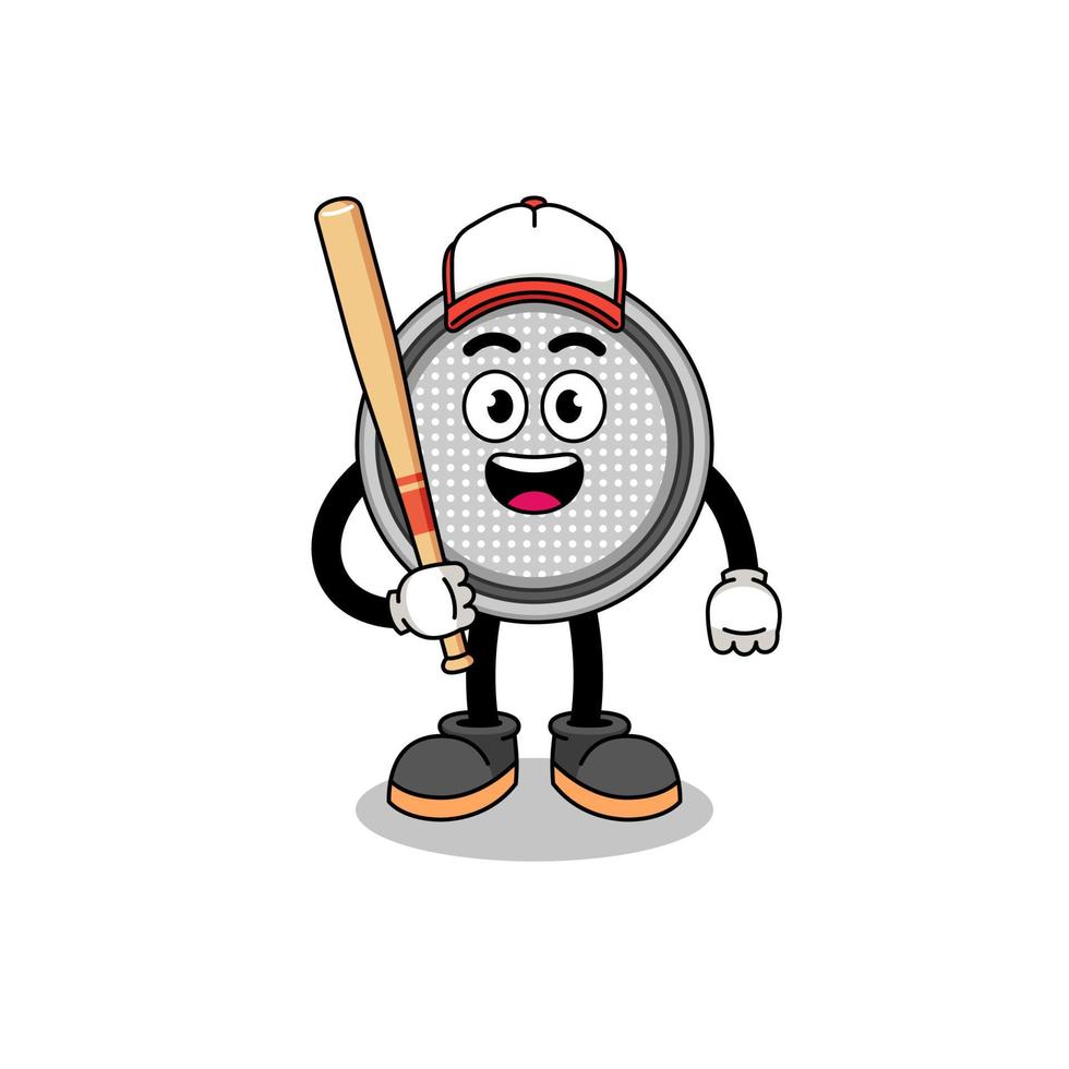 button cell mascot cartoon as a baseball player vector