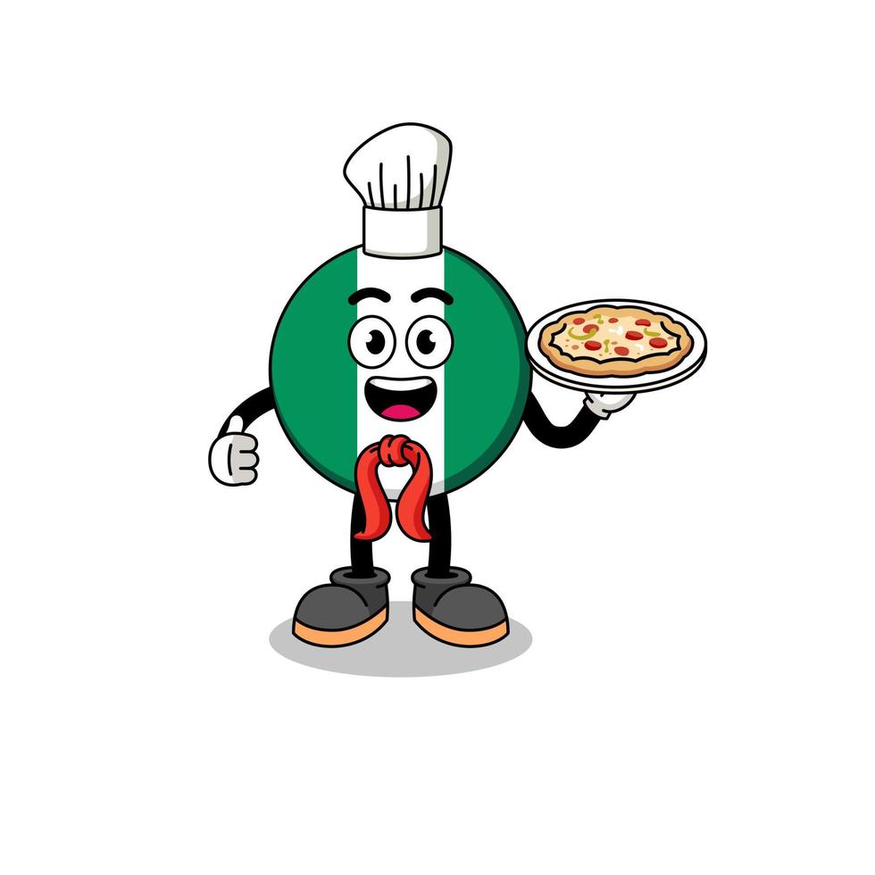 Illustration of nigeria flag as an italian chef vector