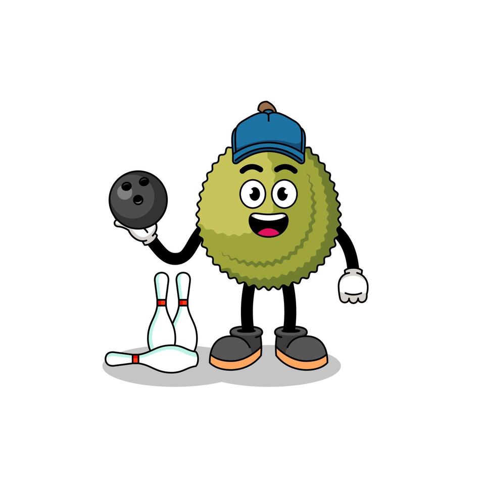 Mascot of durian fruit as a bowling player vector