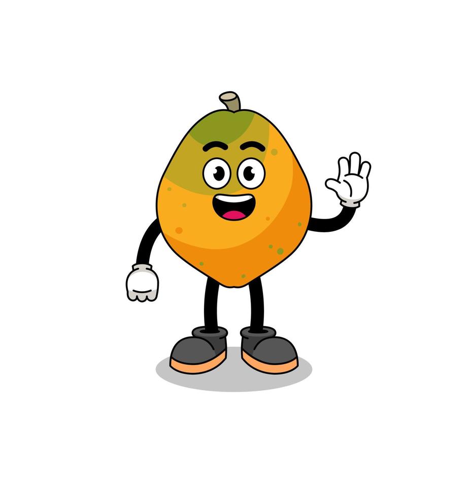 papaya fruit cartoon doing wave hand gesture vector