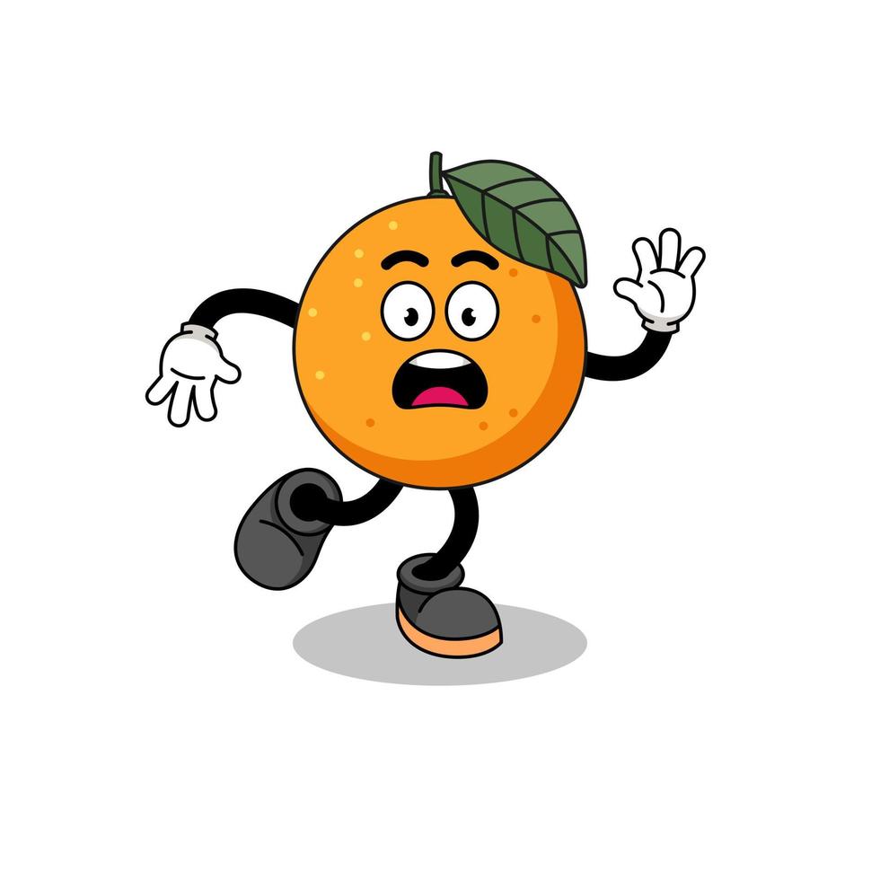 slipping orange fruit mascot illustration vector