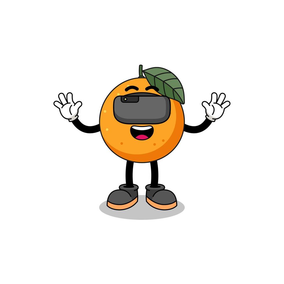 ilustración de fruta naranja con auriculares vr vector