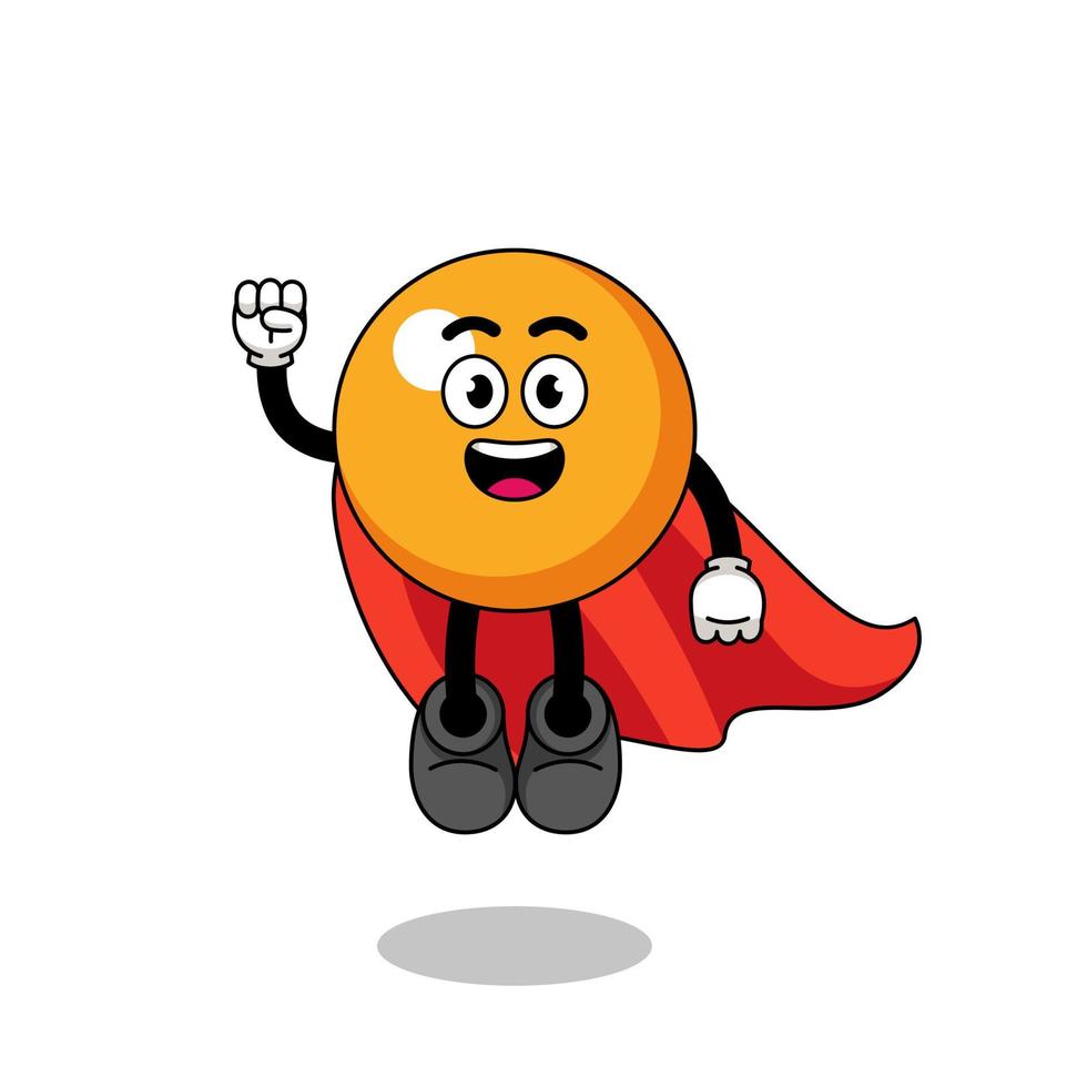 ping pong ball cartoon with flying superhero vector