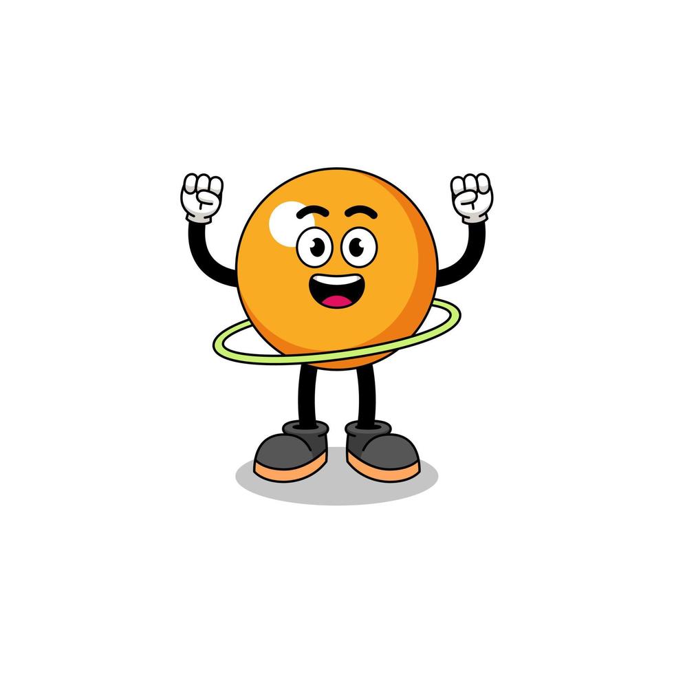 ilustración de personaje de pelota de ping pong jugando hula hoop vector