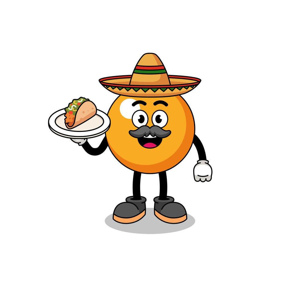 Character cartoon of ping pong ball as a mexican chef vector