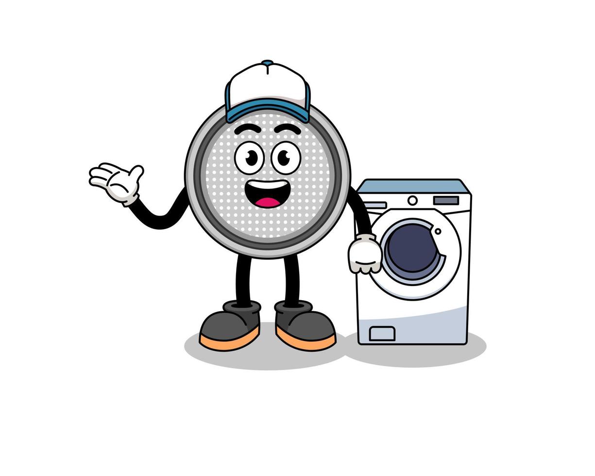 button cell illustration as a laundry man vector