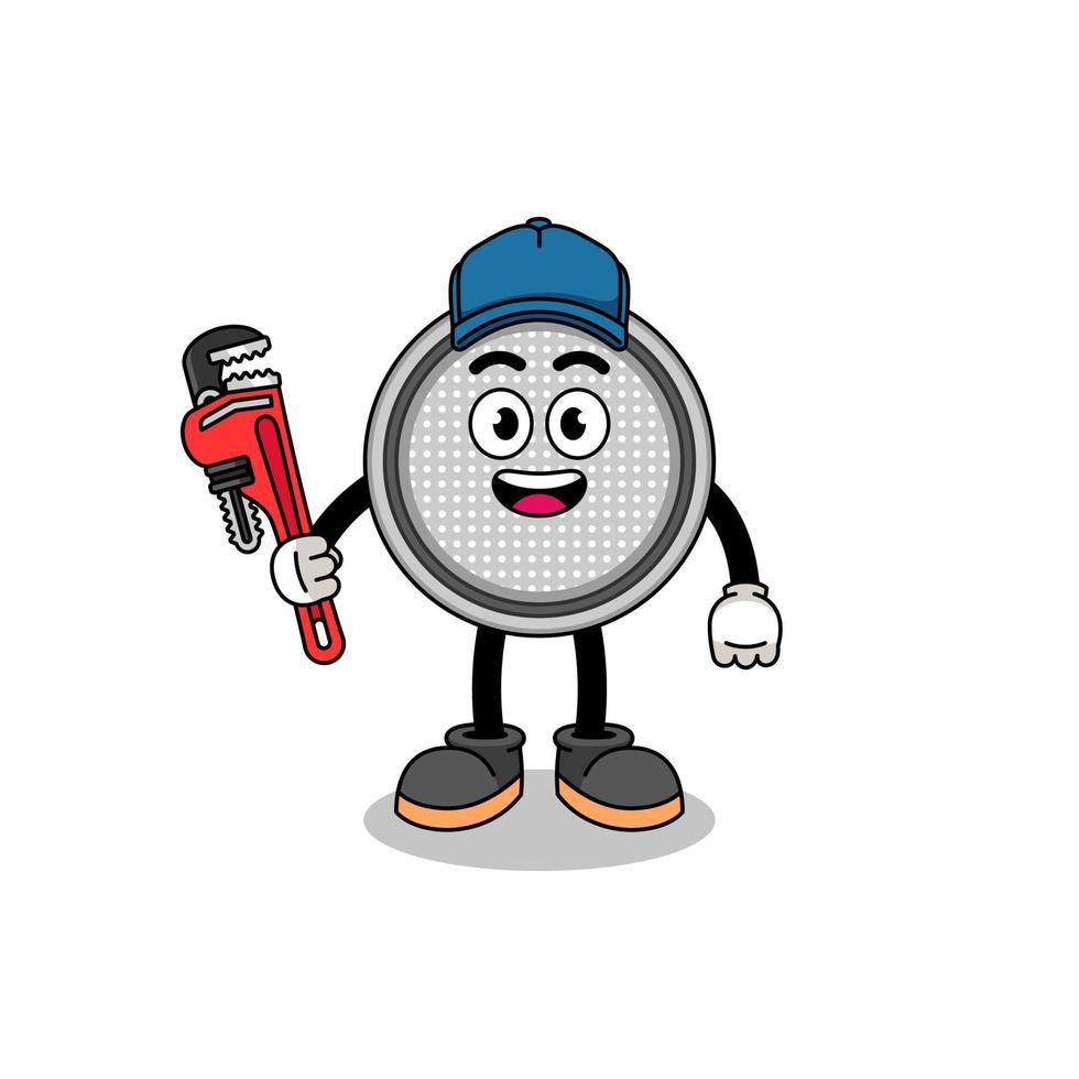 button cell illustration cartoon as a plumber vector