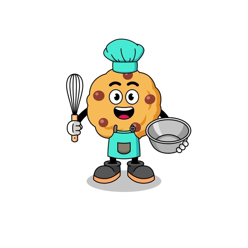 Illustration of chocolate chip cookie as a bakery chef vector