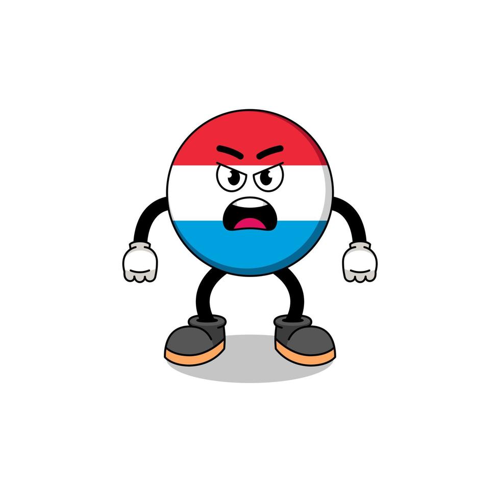 luxembourg cartoon illustration with angry expression vector