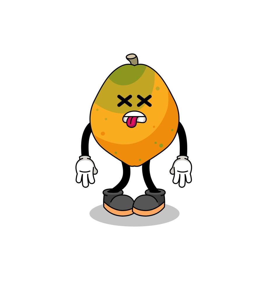 papaya fruit mascot illustration is dead vector