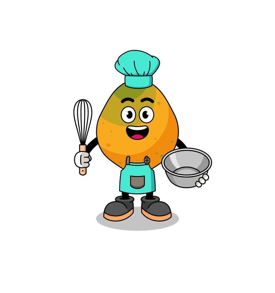 ilustración de papaya como chef de panadería vector