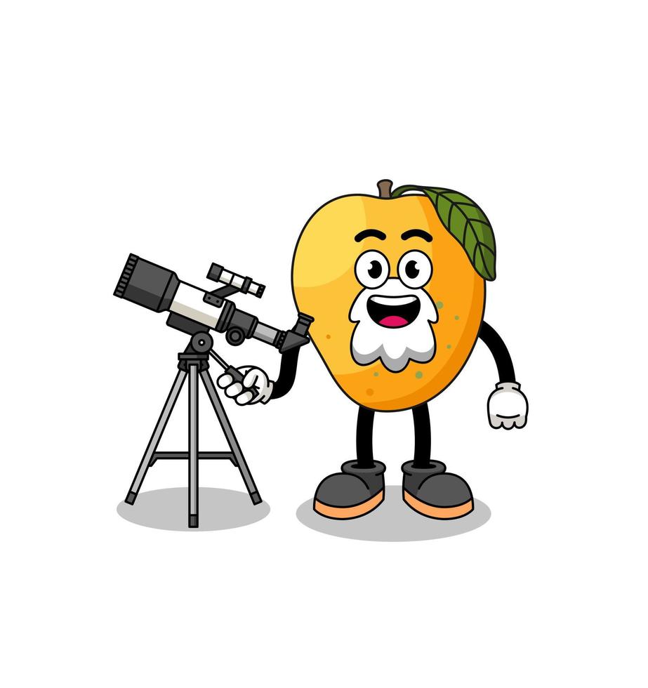 Illustration of mango fruit mascot as an astronomer vector