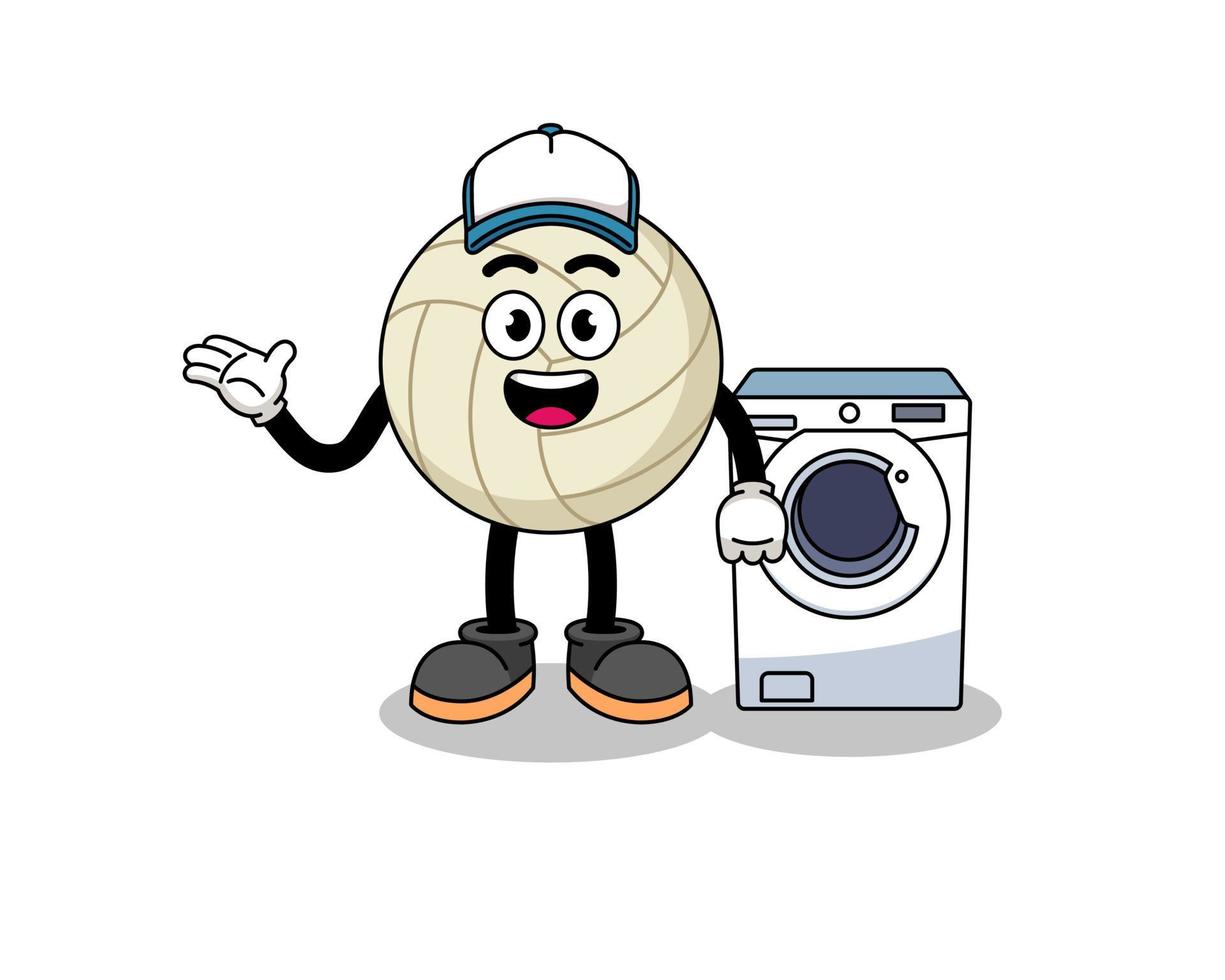 ilustración de voleibol como un hombre de lavandería vector