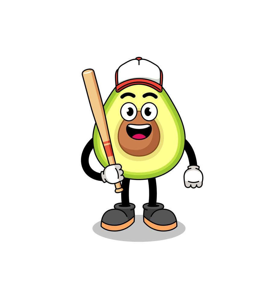 avocado mascot cartoon as a baseball player vector