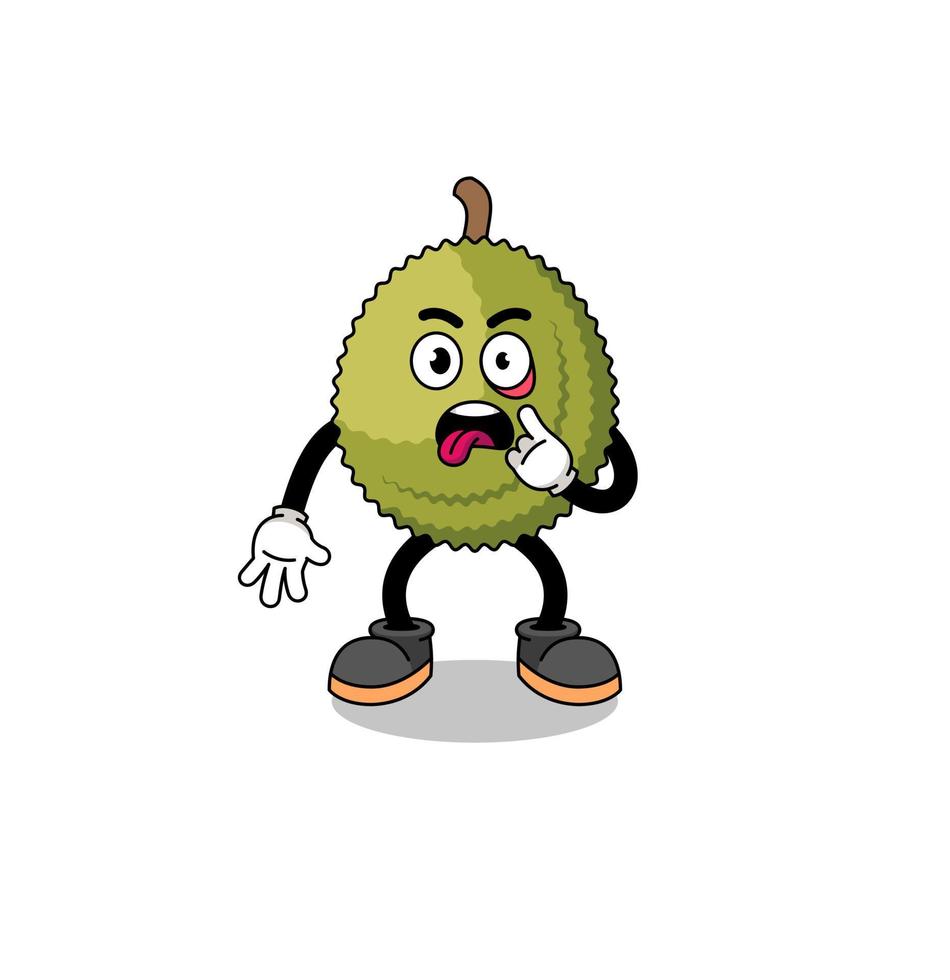 Character Illustration of durian fruit with tongue sticking out vector