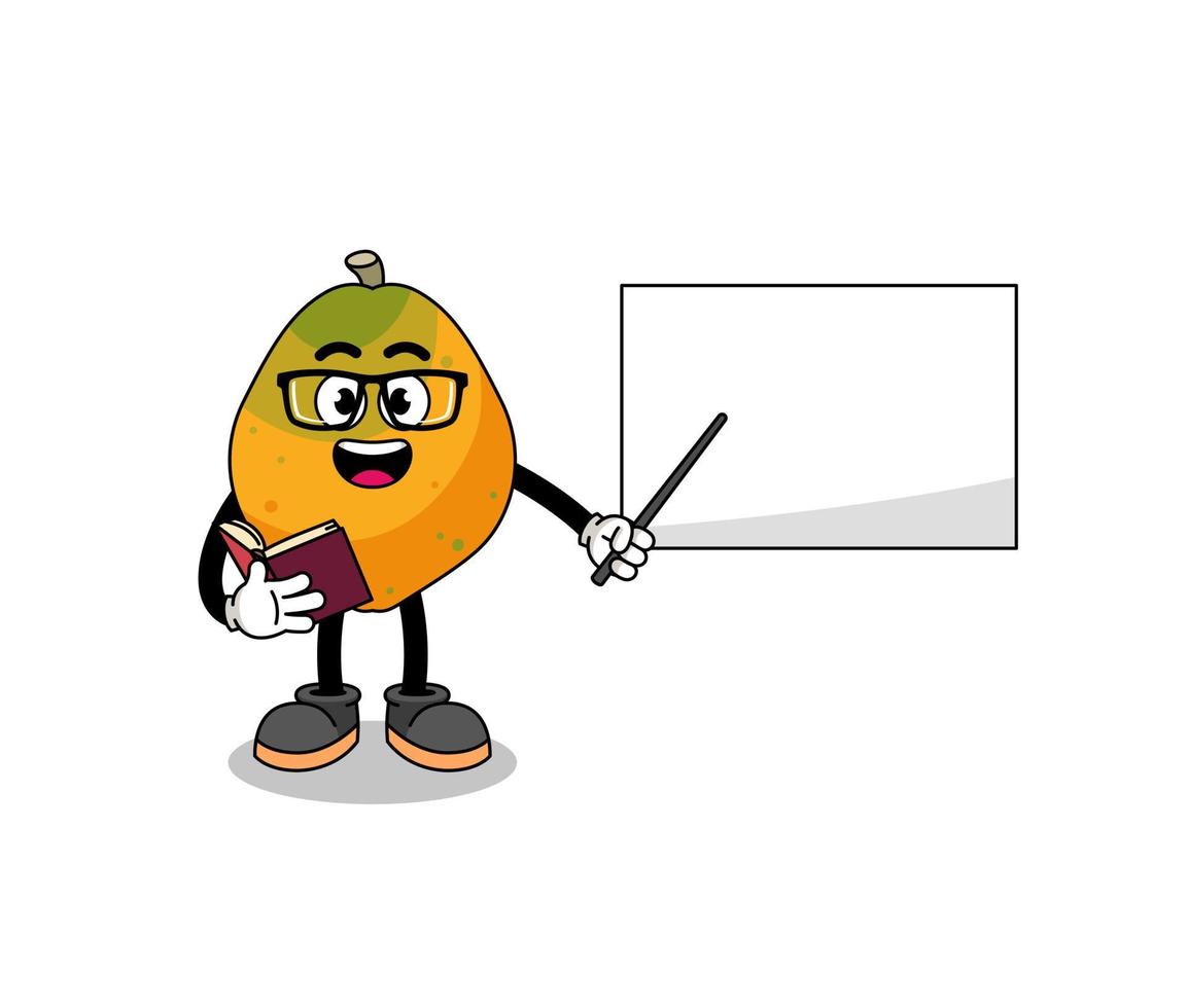 Mascot cartoon of papaya fruit teacher vector