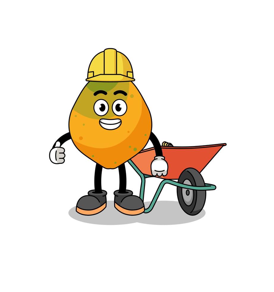 papaya fruit cartoon as a contractor vector