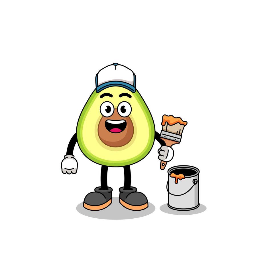 Character mascot of avocado as a painter vector