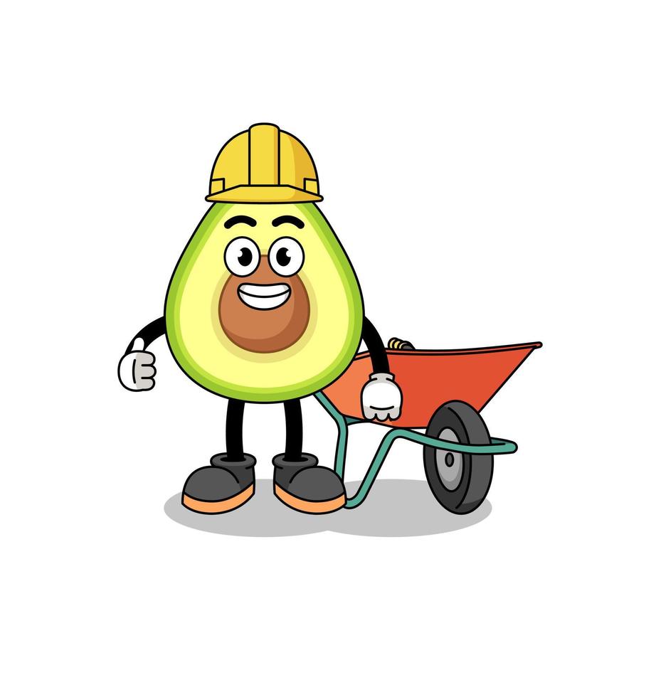 avocado cartoon as a contractor vector